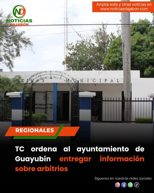TC ordena al ayuntamiento de Guayubín entregar información sobre arbitrios