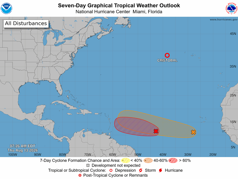 Centro de Huracanes vigila onda tropical con 80% de probabilidad de convertir en ciclón en 48 horas
