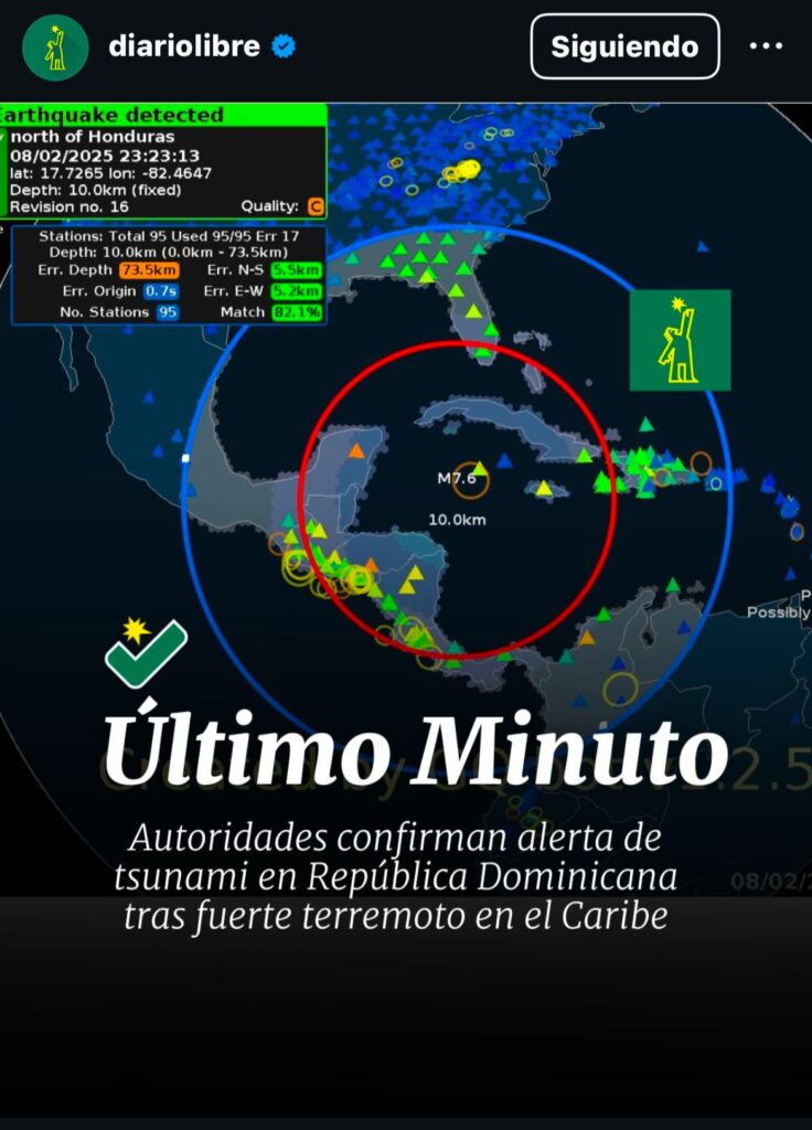 República Dominicana se encuentra bajo alerta de tsunami