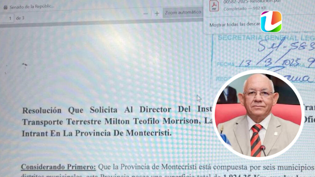 Senador por Montecristi solicita la Instalación de una Oficina del INTRANT