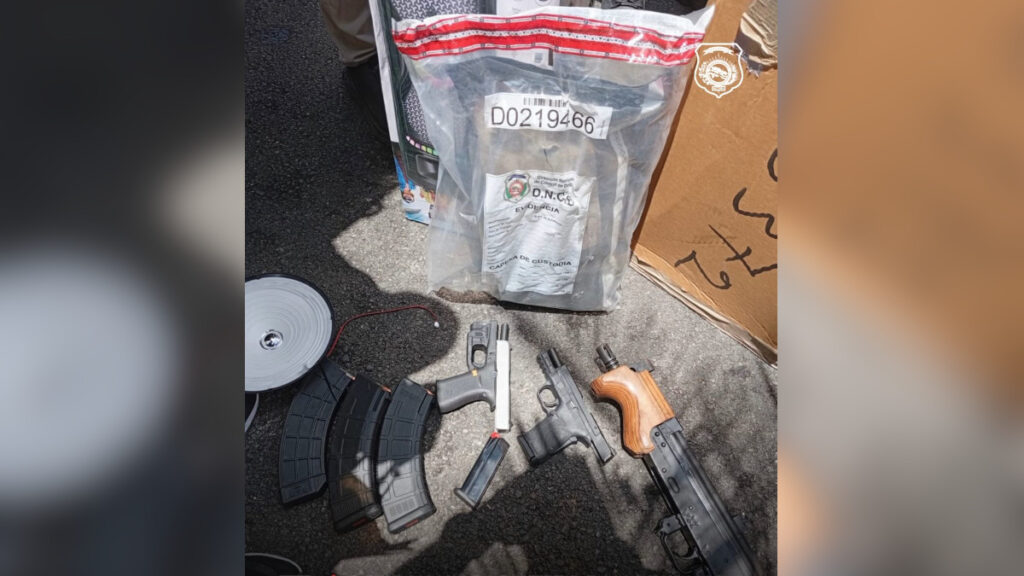 Aduanas y DNCD incautan armas y drogas dentro de caja y bocina en el puerto de Haina