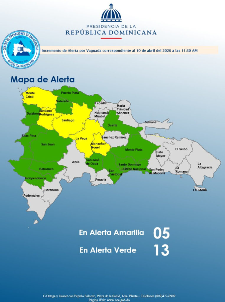 El Gran Santo Domingo más 17 provincias en alerta por vaguada este fin de semana