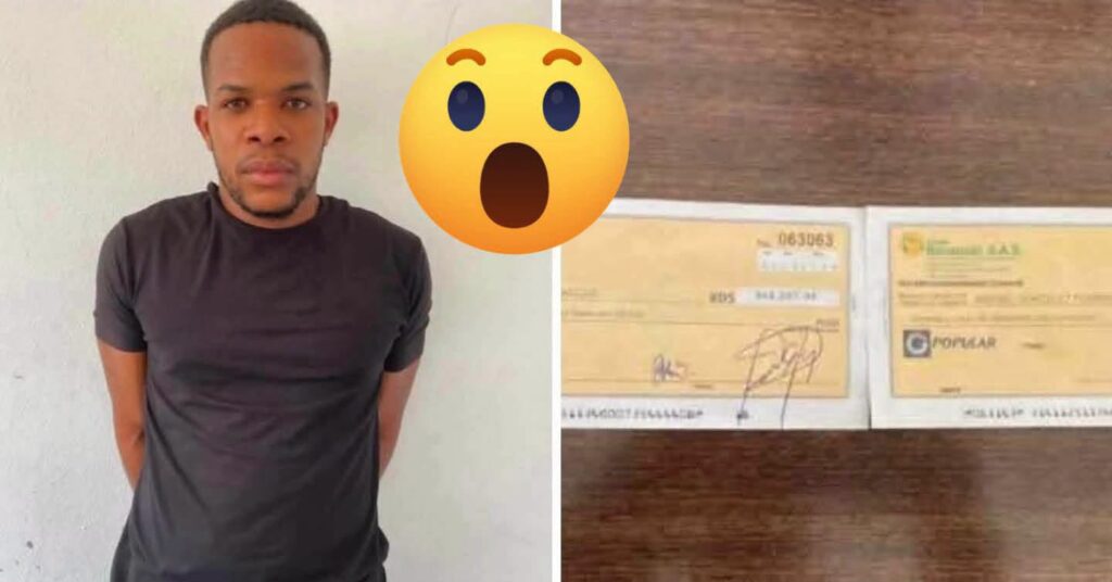 *Policía apresa hombre que intentó cambiar cheques por más de RD$134 mil con documentos presuntamente falsificados en Laguna Salada*